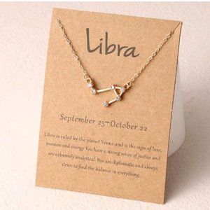 Libra Constellation Pendant Rhinestone Necklace